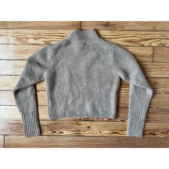 For the Republic Alpaca Wool High Neck Long Sleeve Short Length Brown Sweater XS - Picture 8 of 12